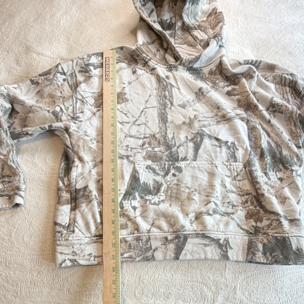 Hollister Men's M Boxy Fit Camo Fleece Pullover Hoodie Pockets Beige Gray Green - Picture 5 of 6